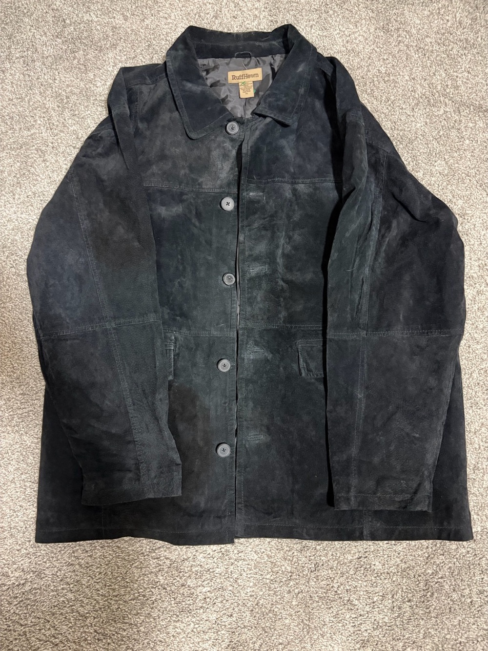 Ruff Hewn Men's Black Suede Leather Jacket Size XL
